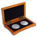 2 coin Wood Presentation Box - Fits Up to 40 mm (Air-Tite)