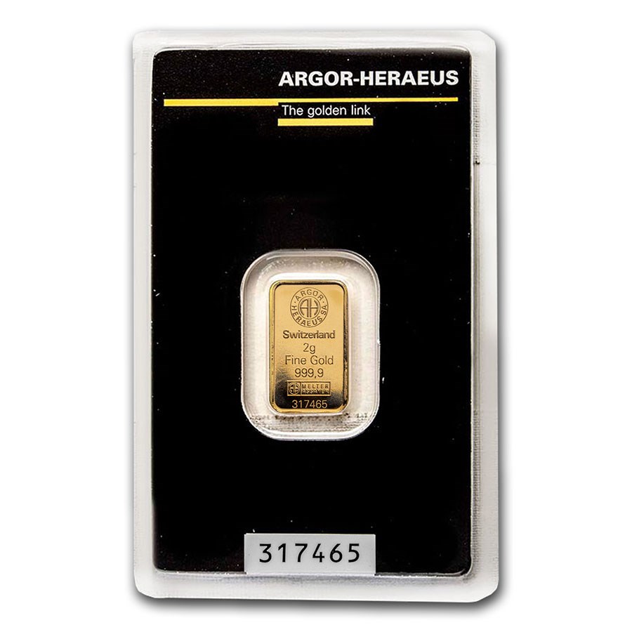 2 gram Gold Bar - Argor-Heraeus (In Assay)