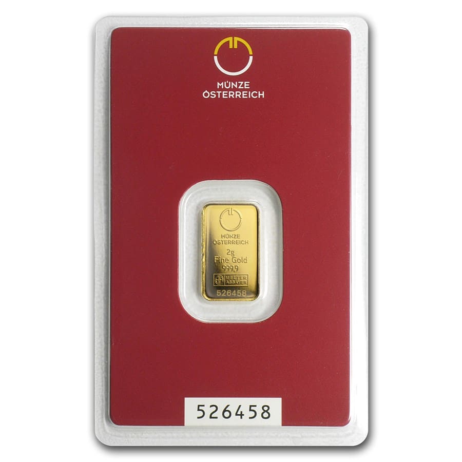 In Assay LTD BIN33 2 gram GOLD TGR BULLION Year of the 2017 ROOSTER Gold Bar 