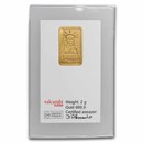 2 gram Gold Bar - Credit Suisse Statue of Liberty (Classic Assay)