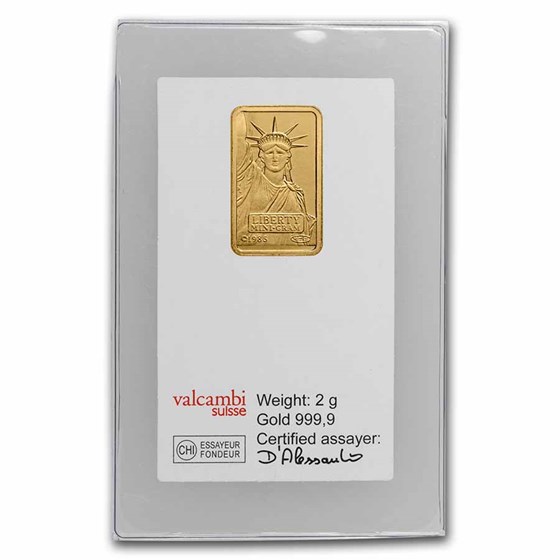 2 gram Gold Bar - Credit Suisse Statue of Liberty (Classic Assay) 2 gram Gold Bar - Credit Suisse Statue of Liberty (Classic Assay)