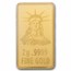 2 gram Gold Bar - United States Flag & Statue of Liberty