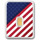 2 gram Gold Bar - United States Flag & Statue of Liberty