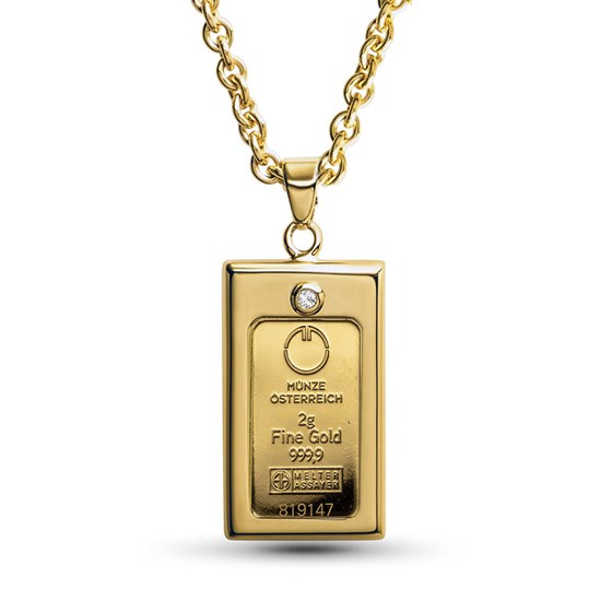 2 gram Gold Pendant - Austrian Mint Pendant w/CZ