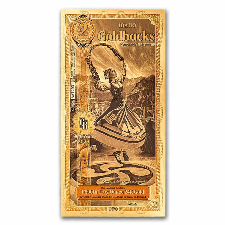 2 Idaho Goldback - Aurum Gold Foil Note (24k)