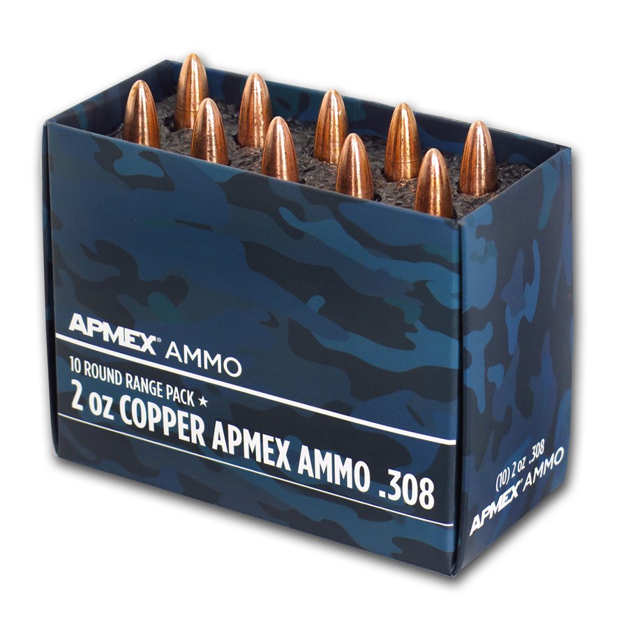 Buy 2 oz AVDP Copper Bullet .308 Caliber Range Pack APMEX