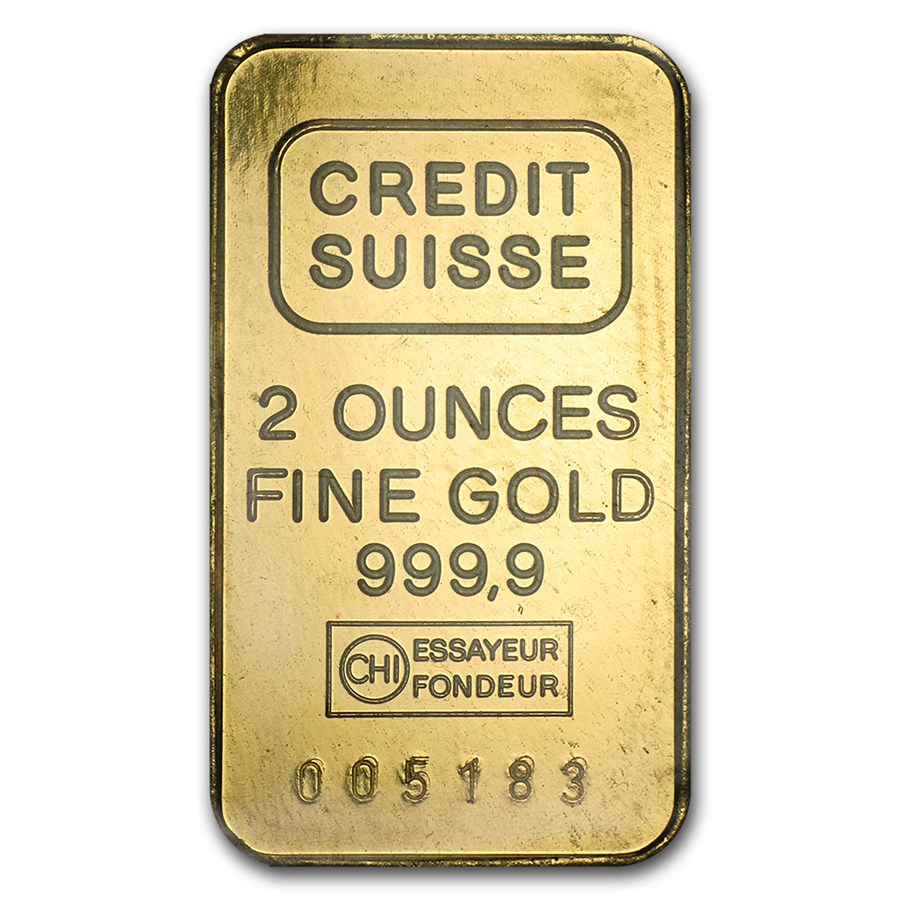 Buy 2 oz Gold Bar Credit Suisse APMEX