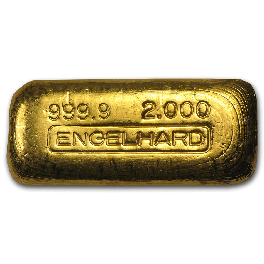 2 oz Gold Bar - Engelhard (Loaf-Style/Poured, 9999 Fine)