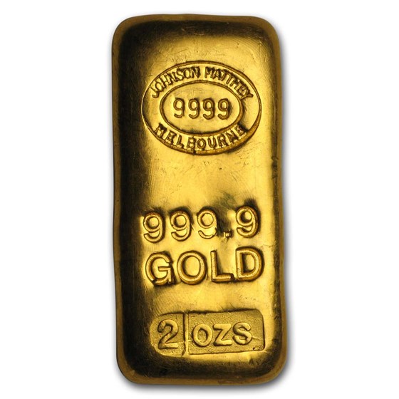 2 oz Gold Bar - Johnson Matthey (Melbourne, Poured)