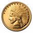 2 oz Gold High Relief Round - $10 Indian
