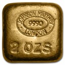 2 oz Gold Square - Johnson Matthey (London, Poured)