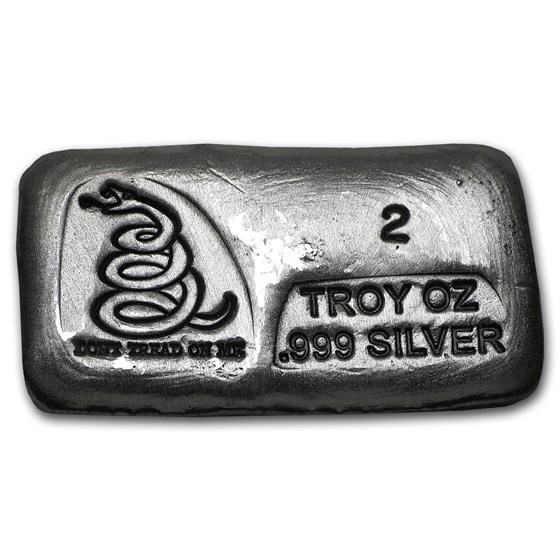 2 oz Hand Poured Silver Bar - Don't Tread On Me 2 oz Hand Poured Silver Bar - Don't Tread On Me