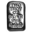 2 oz Hand Poured Silver Bar - Triple Stamp Skull & Bones