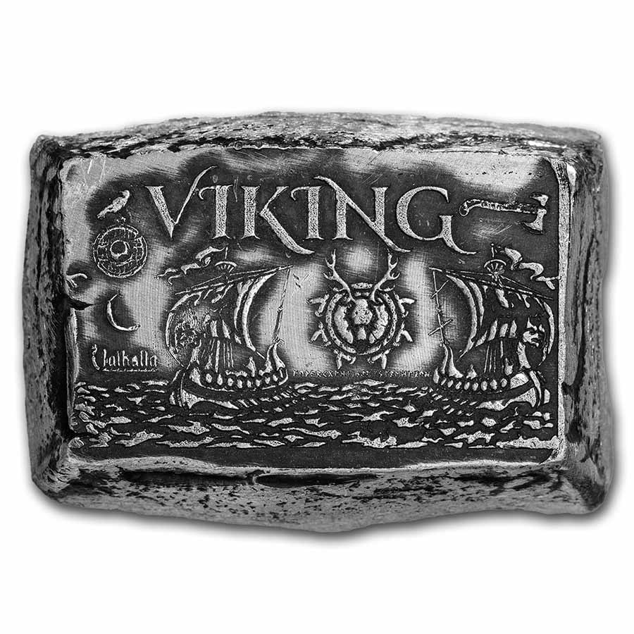 2 oz Hand Poured Silver Bar - Viking Longships