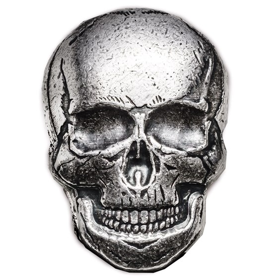 2 oz Hand Poured Silver - Human Skull