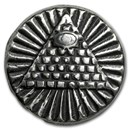 2 oz Hand Poured Silver Round - All Seeing Eye Pyramid (UHR)
