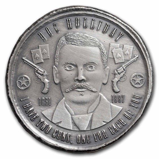 2 oz Hand Poured Silver Round - Doc Holliday 2 oz Hand Poured Silver Round - Doc Holliday