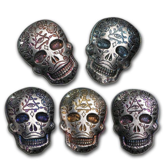 2 oz Hand Poured Silver Skull - Day of the Dead: All Seeing Eye 2 oz Hand Poured Silver Skull - Day of the Dead: All Seeing Eye