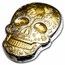 2 oz Hand Poured Silver Skull - Day of the Dead: Gold Sunflower