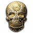 2 oz Hand Poured Silver Skull - Day of the Dead: Gold Sunflower