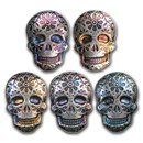 2 oz Hand Poured Silver Skull - Day of the Dead: Marigold