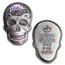 2 oz Hand Poured Silver Skull - Day of the Dead: Rose