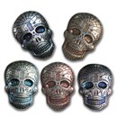 2 oz Hand Poured Silver Skull - Day of the Dead: Spiderweb