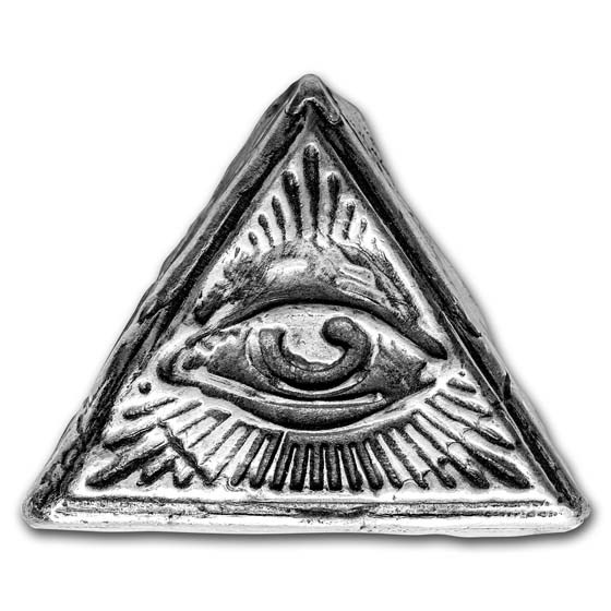 2 oz Hand Poured Silver Triangle - All Seeing Eye 2 oz Hand Poured Silver Triangle - All Seeing Eye