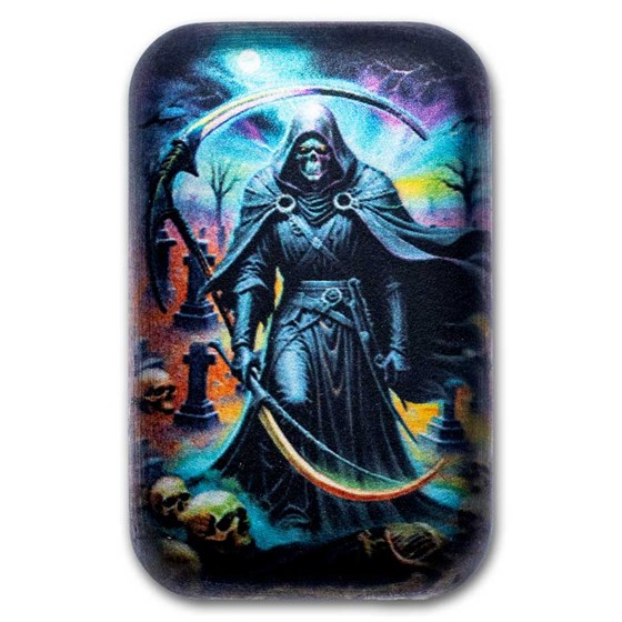 2 oz Premium Cast Antique Silver Bar - Grim Reaper 2 oz Premium Cast Antique Silver Bar - Grim Reaper