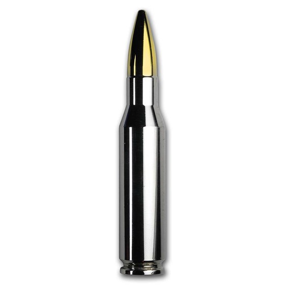 2 oz Silver Bullet - .308 Caliber (Gold & Rhodium Gilded) 2 oz Silver Bullet - .308 Caliber (Gold & Rhodium Gilded)