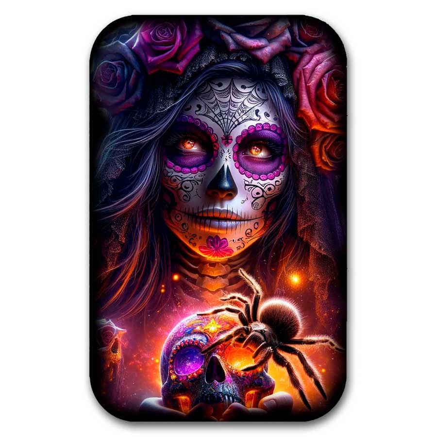2 oz Silver Cast Bar Dia de Los Muertos (With Box & COA)