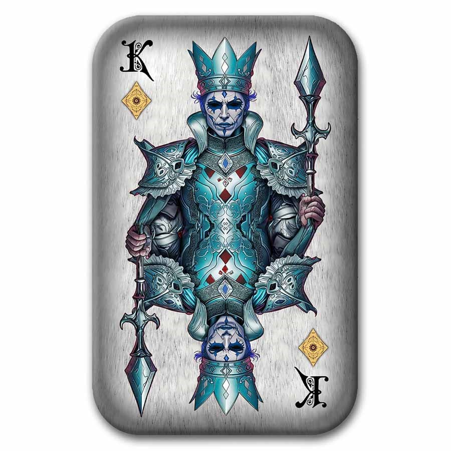 2 oz Silver Cast Bar Poker Cards: King of Diamonds (w/ Box & COA)