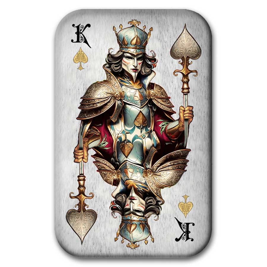 2 oz Silver Cast Bar Poker Cards: King of Spades (With Box & COA)