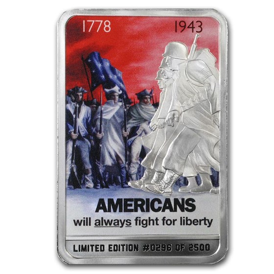 2 oz Silver Color Proof Bar - WWII Iconic War Posters: The Fight 2 oz Silver Color Proof Bar - WWII Iconic War Posters: The Fight
