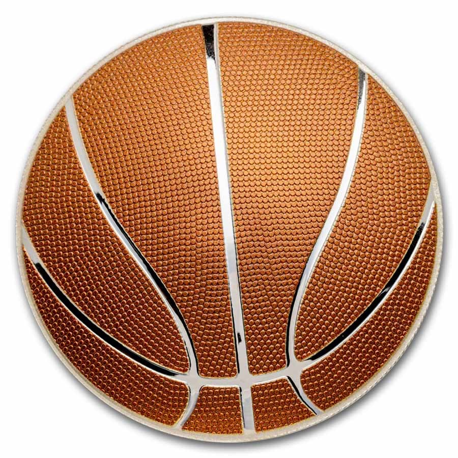 2 oz Silver Colorized Dome Shaped Basketball (w/Box)