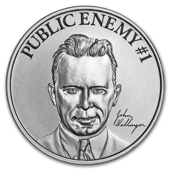 2 oz Silver High Relief Round - "Public Enemy #1" John Dillinger 2 oz Silver High Relief Round - "Public Enemy #1" John Dillinger