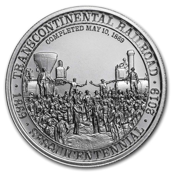 2 oz Silver High Relief Round - Transcontinental Railroad 2 oz Silver High Relief Round - Transcontinental Railroad