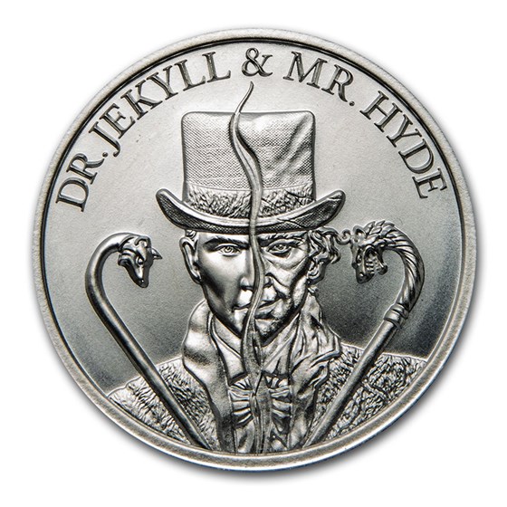 2 oz Silver HR Round - Vintage Horror Series: Dr. Jekyll & Hyde 2 oz Silver HR Round - Vintage Horror Series: Dr. Jekyll & Hyde