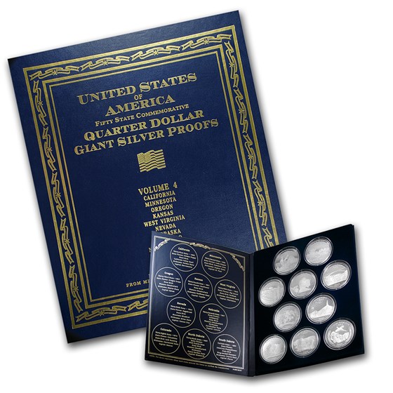 2 oz Silver Round - 10 Silver Giant Prf State Quarters (Vol. 4) 2 oz Silver Round - 10 Silver Giant Prf State Quarters (Vol. 4)