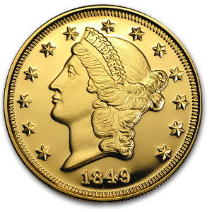 Buy 2 oz Silver Round - $20 Gold Liberty Replica (1849) | APMEX