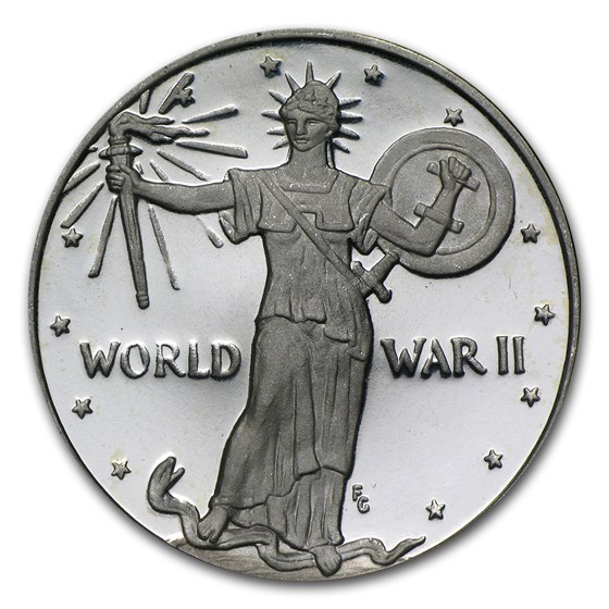 2 oz Silver Round - World War II (Piedfort) 2 oz Silver Round - World War II (Piedfort)