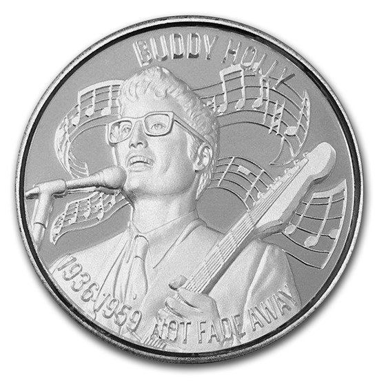 2 oz Silver UHR Round - American Music Icon Series: Buddy Holly 2 oz Silver UHR Round - American Music Icon Series: Buddy Holly