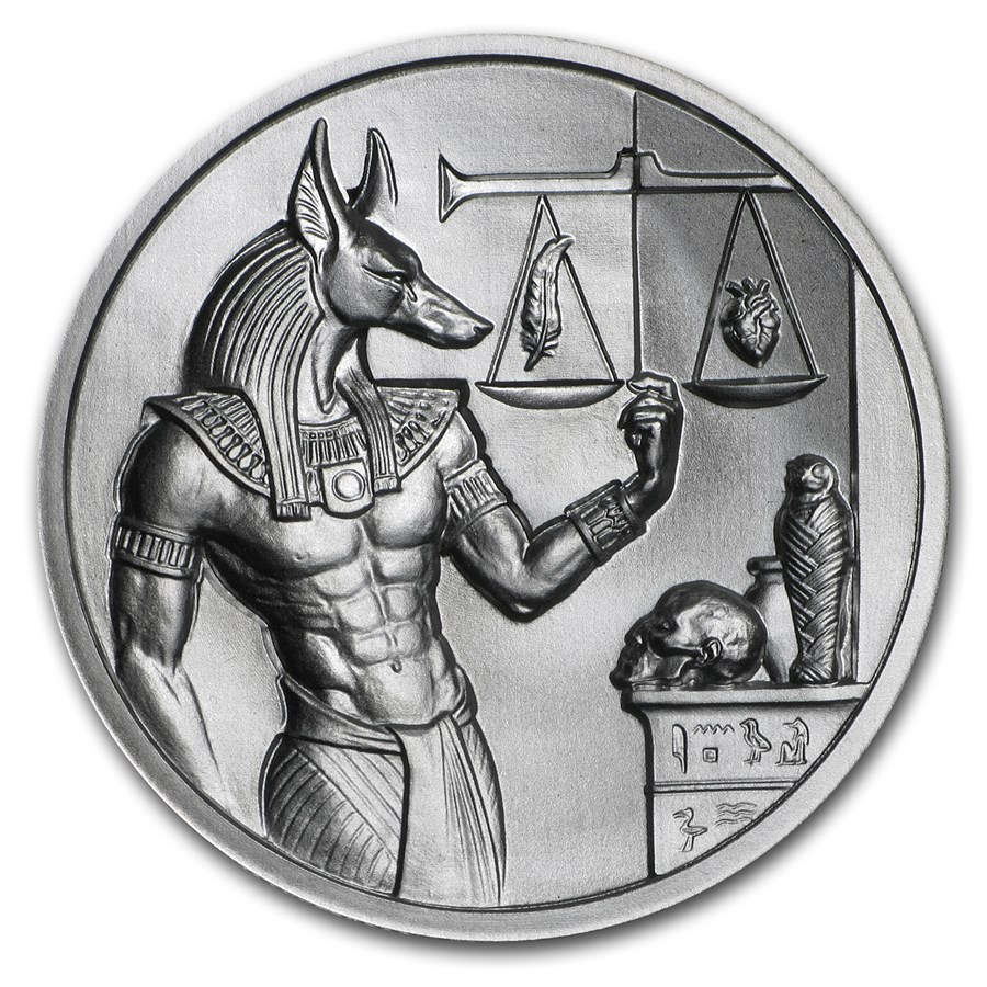2 oz Silver Sobek Rounds (Egyptian Gods Series #3, New, High Relief) 