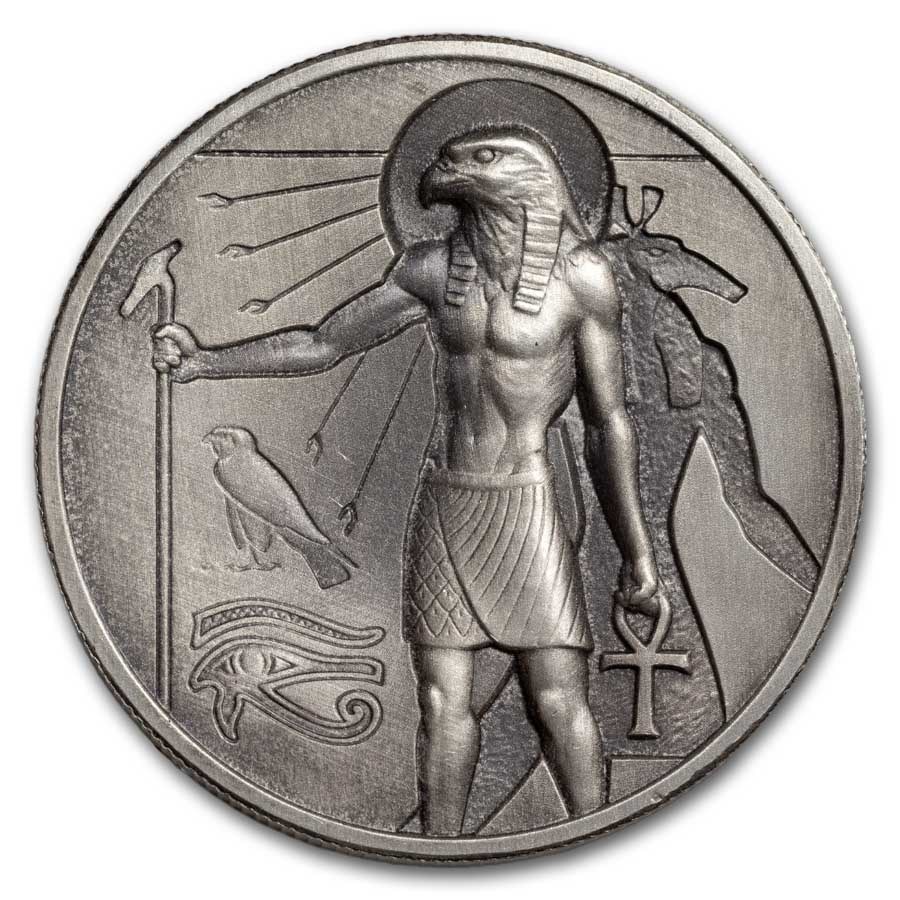 2 oz Silver UHR Round - Egyptian Gods Series: Horus (Antiqued)