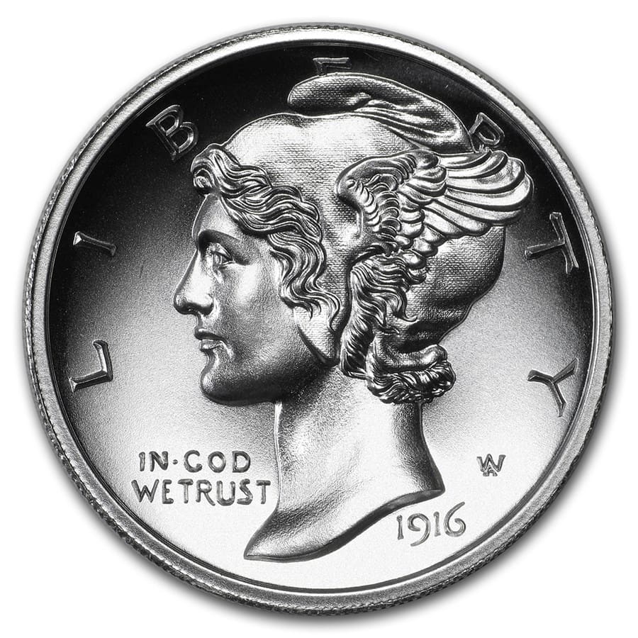 Mercury Dime Winged Liberty Tribute 1 oz .999 Silver .39mm Art Medal Round 