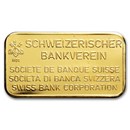 20 gram 999.9 Gold Bar - Swiss Bank Corporation