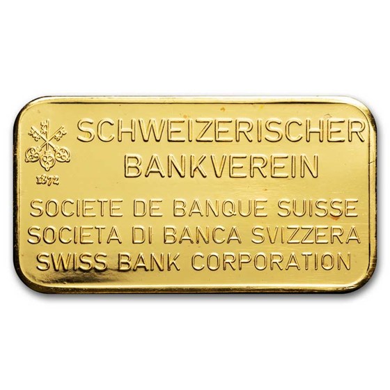 20 gram 999.9 Gold Bar - Swiss Bank Corporation