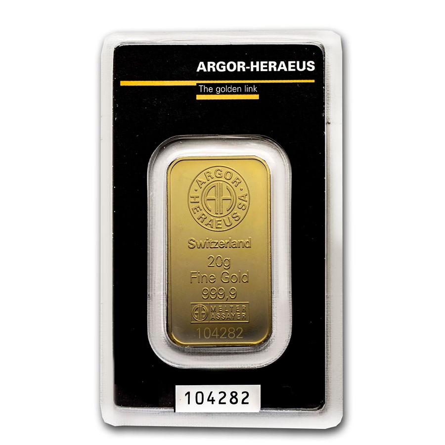20 gram Gold Bar - Argor-Heraeus (In Assay)