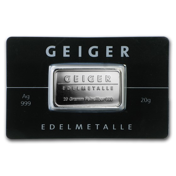 20 gram Silver Bar - Geiger Edelmetalle (Mirror Finish/In Assay) 20 gram Silver Bar - Geiger Edelmetalle (Mirror Finish/In Assay)