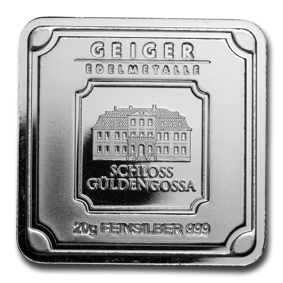 20 gram Silver Bar - Geiger Edelmetalle (Original Square Series) 20 gram Silver Bar - Geiger Edelmetalle (Original Square Series)